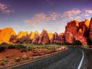 Mountains, Sky, Way