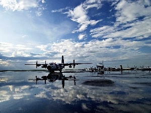 Sky, Airports, Planes, WET, reflection, CD