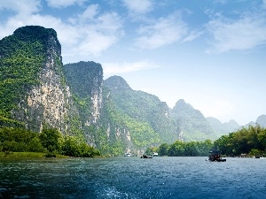 River, Sky, rocks