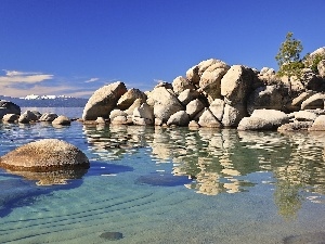 Sky, blue, sea, Stones