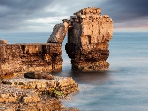 sea, Sky, rocks