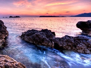 sea, Sky, rocks