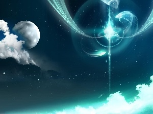 starfish, Sky, moon