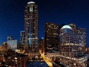 night, Town, Seattle, skyscraper, The United States
