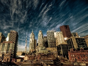 skyscraper, Toronto, panorama, town