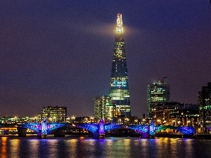 skyscrapers, bridge, River, London, thames