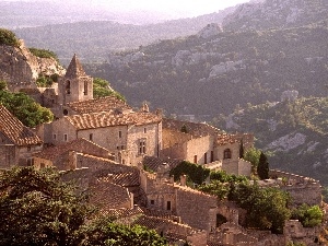 slopes, France, vintage, Mountains, Houses