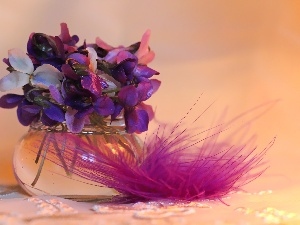 small bunch, feather, fragrant violets