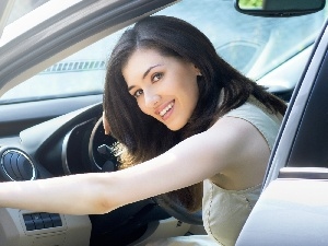 Automobile, Smile, brunette