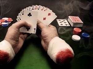 Cards, smoke, hands