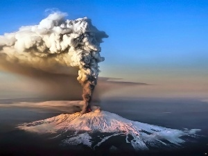 eruption, smoke, volcano