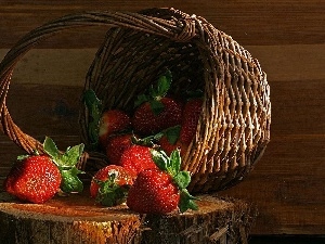 basket, snag, strawberries