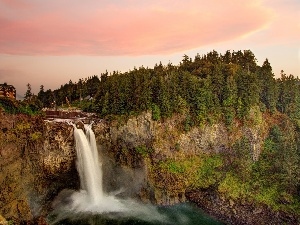 Snoqualmie, house, waterfall, Washington, forest