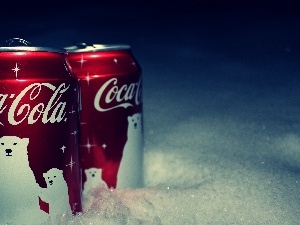snow, cola, Cans, Coca
