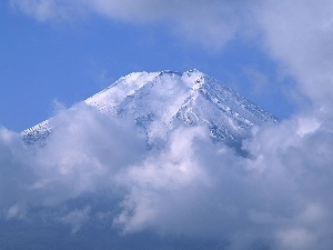 snow, height, clouds, mountains