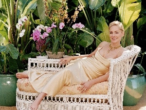 sofa, Plants, Sharon Stone