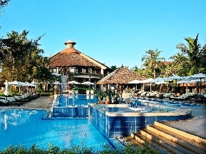 spa, Palms, house, Pool