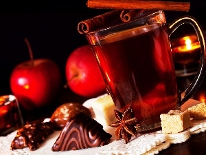 spice, apples, Candies, cup, blur, tea