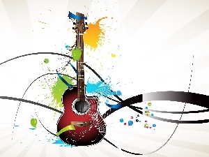 color, spots, Guitar