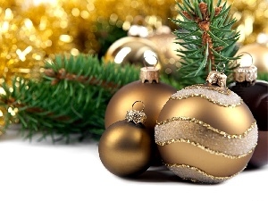 baubles, spruce, Golden