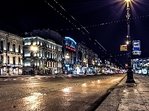 St. Petersburg, lanterns, Street, Russia, buildings
