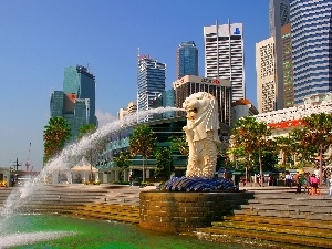 Stairs, Hotel hall, Merlion, Singapur