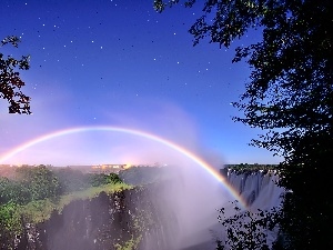 star, Great Rainbows, forest, waterfall