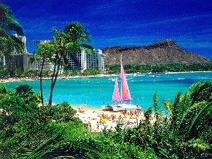Aloha State Hawaje, Island, Oahu, Beaches, Catamaran, Waikiki