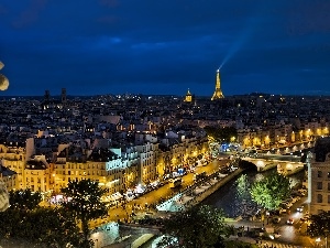 Statue monument, Night, panorama, Paris