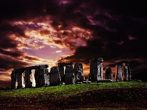 Stonehenge, Sky, rocks, dark
