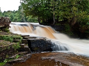 Stones rocks, forest, waterfall