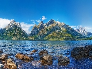 lake, Stones, rocks