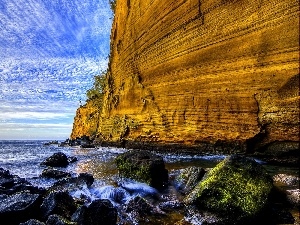 sea, Stones, cliff