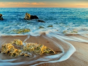 Stones rocks, sea, west, sun