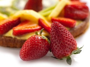 strawberries, cake