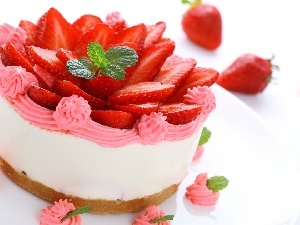 cake, strawberries, Cake