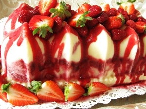 strawberries, cold, cheesecake, an