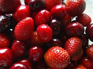 cherries, strawberries, cherries