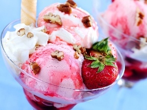 glacial, strawberries, dessert