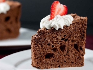 Strawberry, cream, cake, chocolate