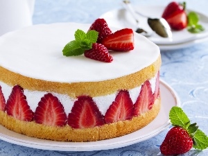 Creamy, Strawberry, cake