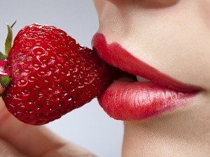 lips, Strawberry, Women