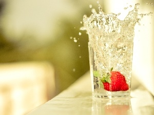 water, Strawberry, cup