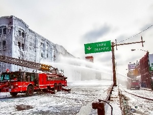 Street, action, watch, Firefighters, brigade fire