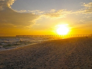 sun, Platform, east, Beaches, clouds, sea