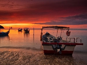 sun, west, Coast, Boats