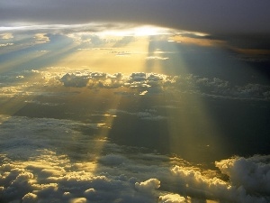 rays, sun, clouds