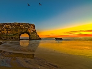 sun, east, rocks, sea