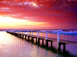 sun, west, sea, Platform