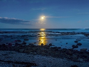 sun, west, sea, Stones